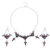 Ensemble de boucles d'oreilles et collier croisé de style gothique foncé pour Halloween