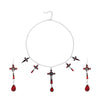 Ensemble de boucles d'oreilles et collier croisé de style gothique foncé pour Halloween