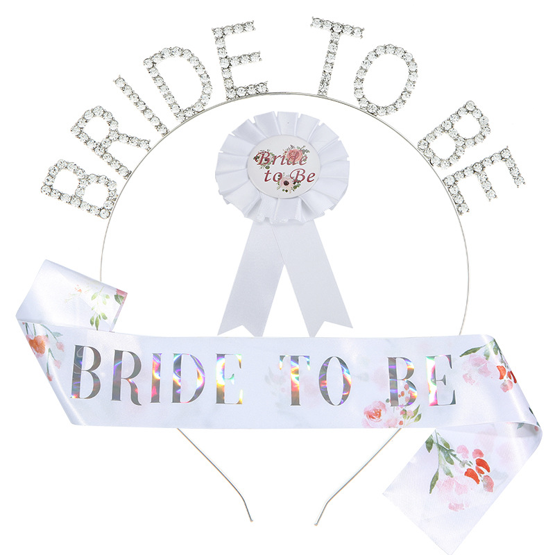 Satin Bachelorette Sash - Bride To Be  3-Piece Set Satin Printed Hot Word Bride to Be Sash