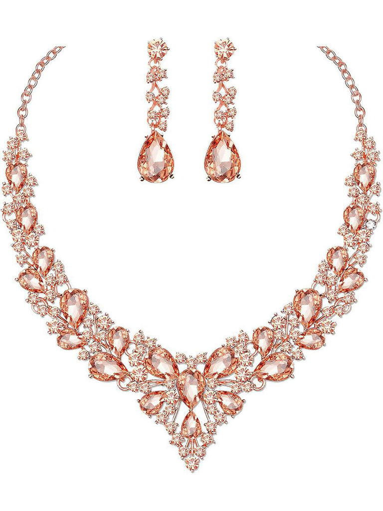 Ensemble de bijoux de mariée en cristal en forme de larme, collier et boucles d'oreilles pour mariage de femme