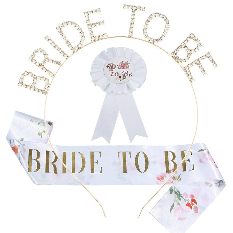 Satin Bachelorette Sash - Bride To Be  3-Piece Set Satin Printed Hot Word Bride to Be Sash