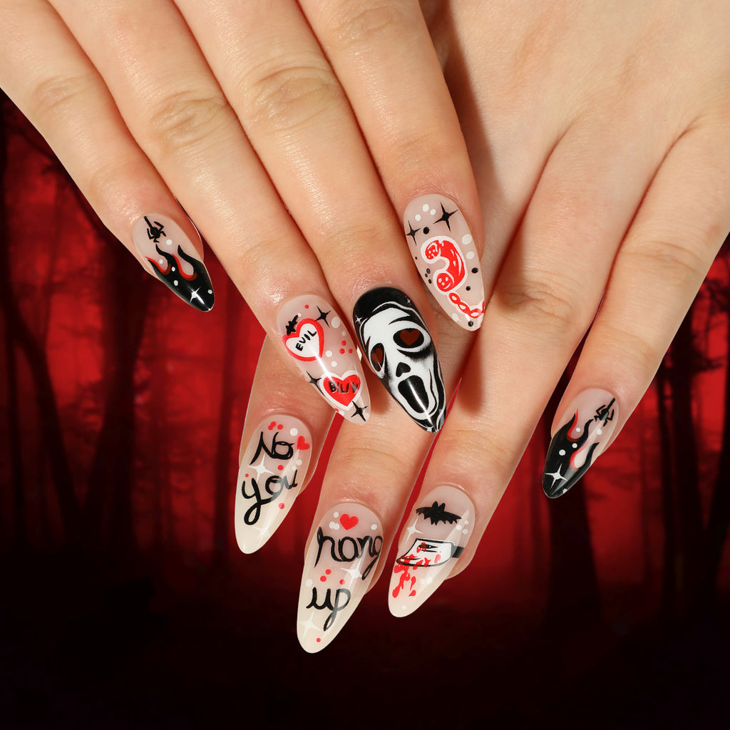 Nail art Halloween Ongles fantômes Fantôme Long