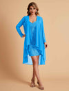 Robe de mère courte et élégante en mousseline de soie