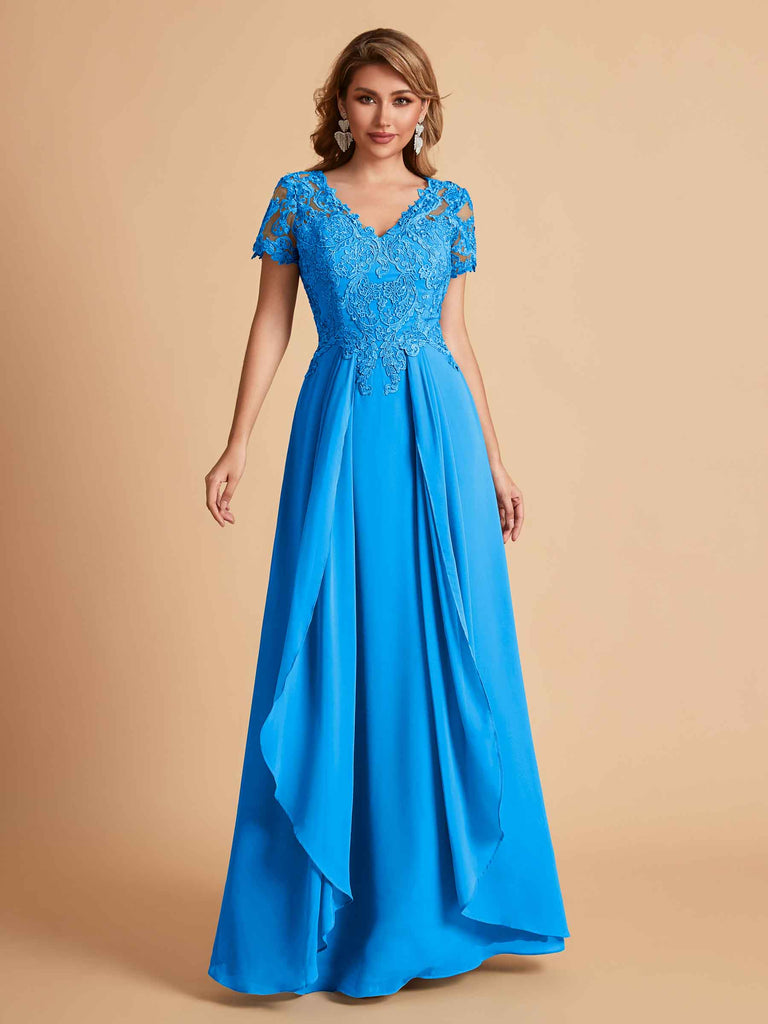 Robe en mousseline de soi col en V haut en dentelle