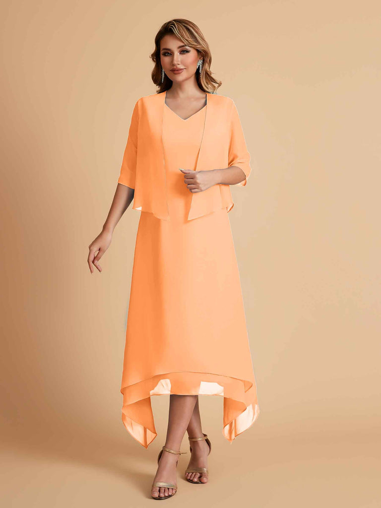 Robes de mère de la mariée élégantes en mousseline à manches courtes
