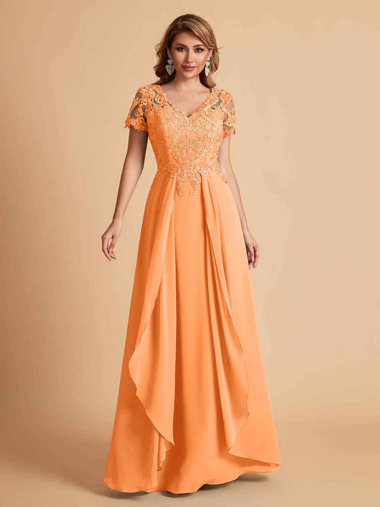 Robe en mousseline de soi col en V haut en dentelle