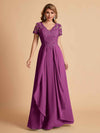 Robe en mousseline de soi col en V haut en dentelle
