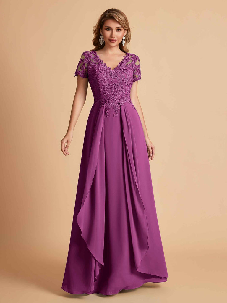 Robe en mousseline de soi col en V haut en dentelle