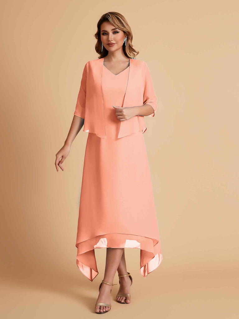Robes de mère de la mariée élégantes en mousseline à manches courtes