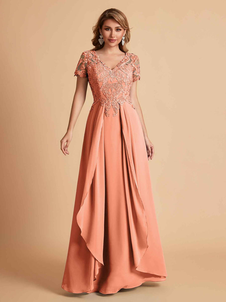 Robe en mousseline de soi col en V haut en dentelle