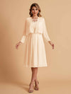 Robe de mère de la mariée courte et élégante en mousseline de soie trapèze