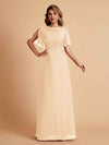 Robes de mère de la mariée en mousseline de soie manches mi-longues et bijoux