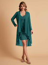 Robe de mère courte et élégante en mousseline de soie