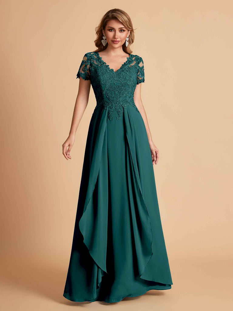 Robe en mousseline de soi col en V haut en dentelle