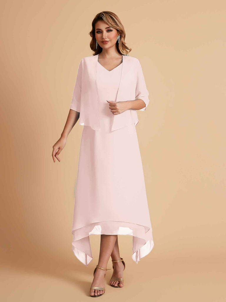 Robes de mère de la mariée élégantes en mousseline à manches courtes