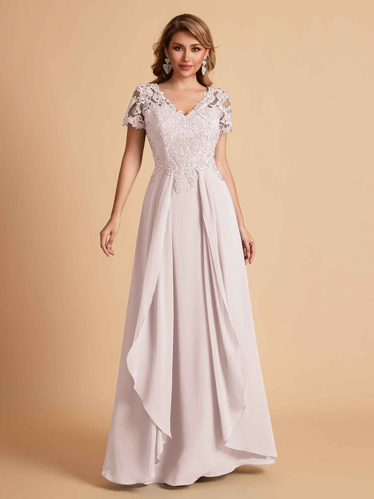 Robe en mousseline de soi col en V haut en dentelle