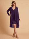 Robe de mère courte et élégante en mousseline de soie