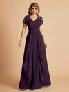 Robe en mousseline de soi col en V haut en dentelle