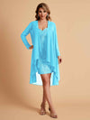 Robe de mère courte et élégante en mousseline de soie