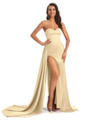 Champagne Sexy Soyeux Satin Sirène Longue Robes Demoiselle D'honneur