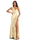 Champagne Sexy Soyeux Satin Sirène Longue Robes Demoiselle D'honneur