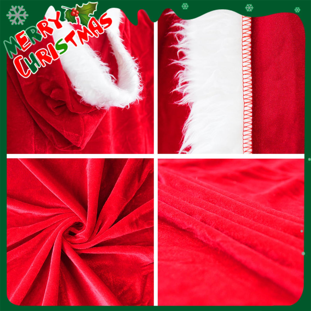 Adult Child Christmas Santa Claus Robe Hooded Cloak, Mrs Santa Claus Velvet Hooded Cape Christmas Robe