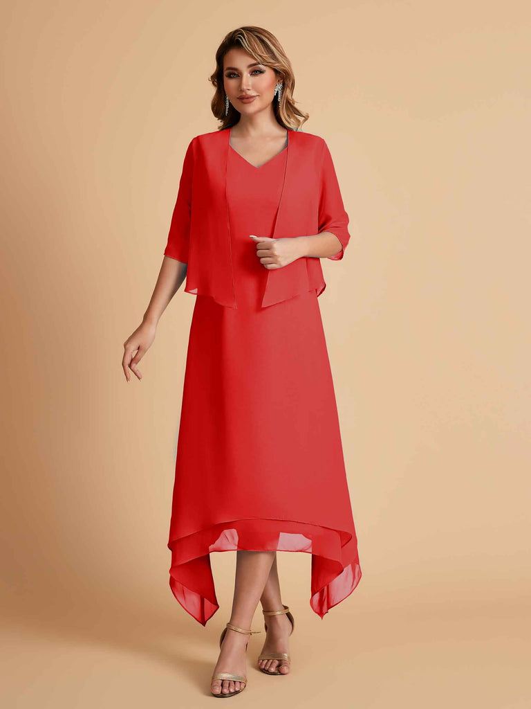 Robes de mère de la mariée élégantes en mousseline à manches courtes