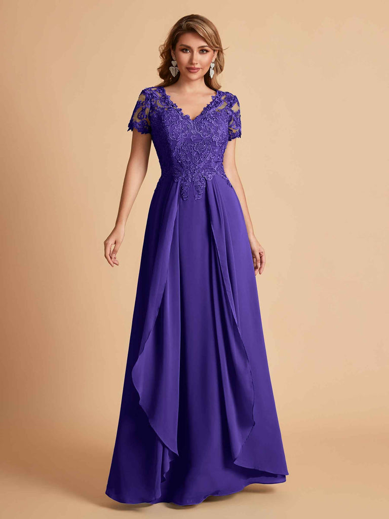 Robe en mousseline de soi col en V haut en dentelle