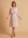 Robe de mère de la mariée courte et élégante en mousseline de soie trapèze