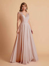 robes d'invitées de mariage en mousseline haut en dentelle illusion col en V