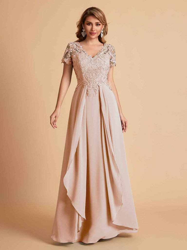 Robe en mousseline de soi col en V haut en dentelle
