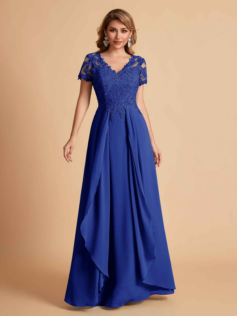 Robe en mousseline de soi col en V haut en dentelle