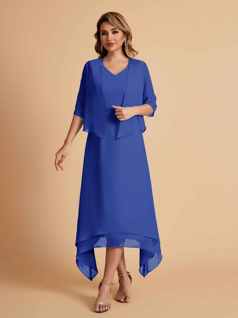 Robes de mère de la mariée élégantes en mousseline à manches courtes