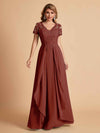 Robe en mousseline de soi col en V haut en dentelle