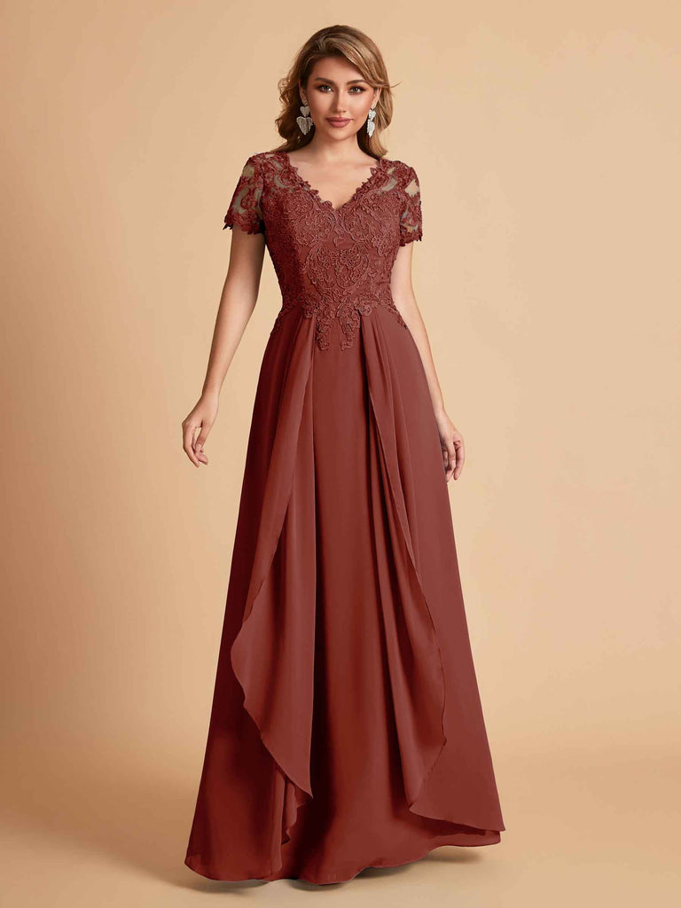 Robe en mousseline de soi col en V haut en dentelle
