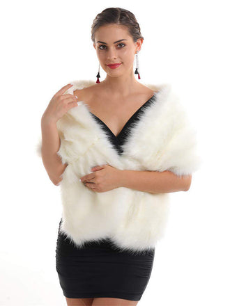 Women's Luxurious Large Winter Faux Fur Scarf Wrap Collar Shrug for Lady Wedding Dinner Party