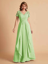 Robe en mousseline de soi col en V haut en dentelle
