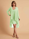 Robe de mère courte et élégante en mousseline de soie