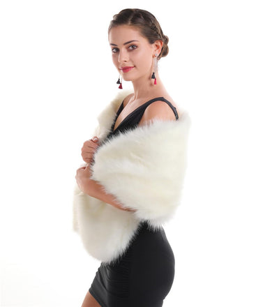 Women's Luxurious Large Winter Faux Fur Scarf Wrap Collar Shrug for Lady Wedding Dinner Party