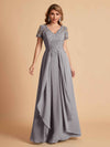 Robe en mousseline de soi col en V haut en dentelle
