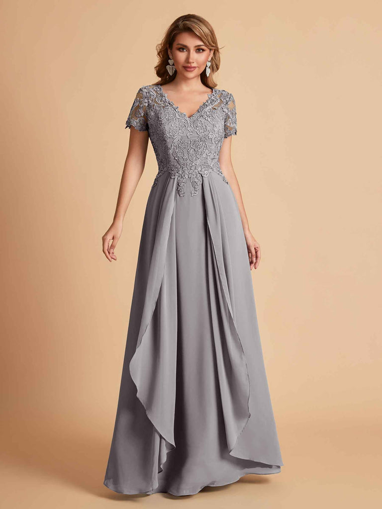 Robe en mousseline de soi col en V haut en dentelle