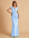 Robe de mère de la mariée col en V élégante en mousseline manches courtes