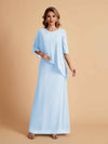 Robes élégantes en mousseline de soie manches mi-longues et col en V