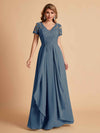 Robe en mousseline de soi col en V haut en dentelle