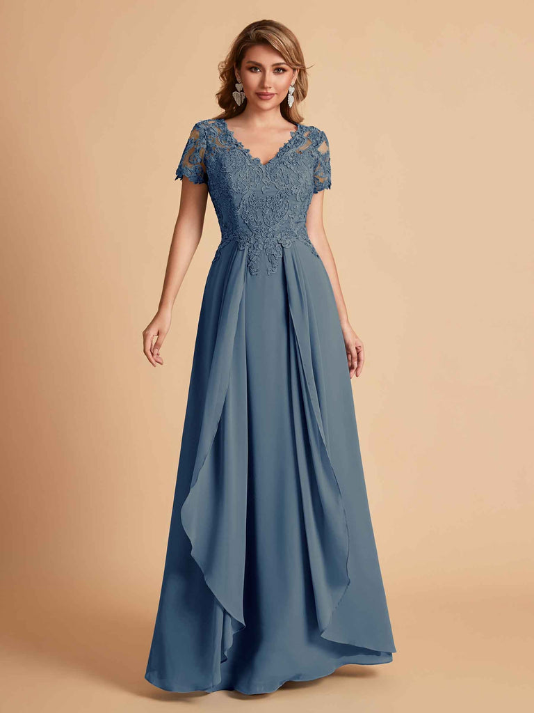 Robe en mousseline de soi col en V haut en dentelle
