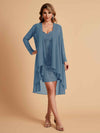 Robe de mère courte et élégante en mousseline de soie