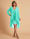 Robe de mère courte et élégante en mousseline de soie