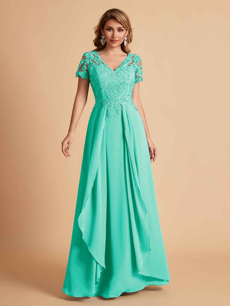 Robe en mousseline de soi col en V haut en dentelle