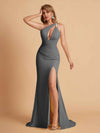 Robe sexy sirène à une épaule longueur au sol robe de soirée de mariée