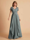 Robe en mousseline de soi col en V haut en dentelle
